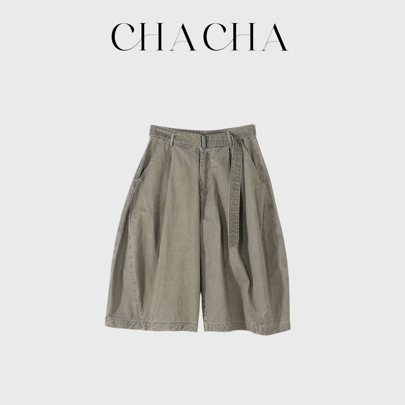 CHACHA【南瓜裤】休闲时尚百搭军绿色七分裤