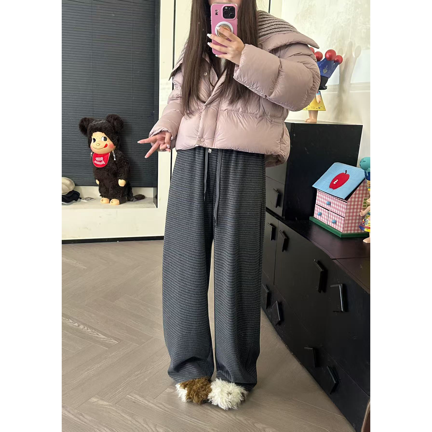 CHACHA【蓄热暖暖裤】休闲时尚百搭条纹休闲裤