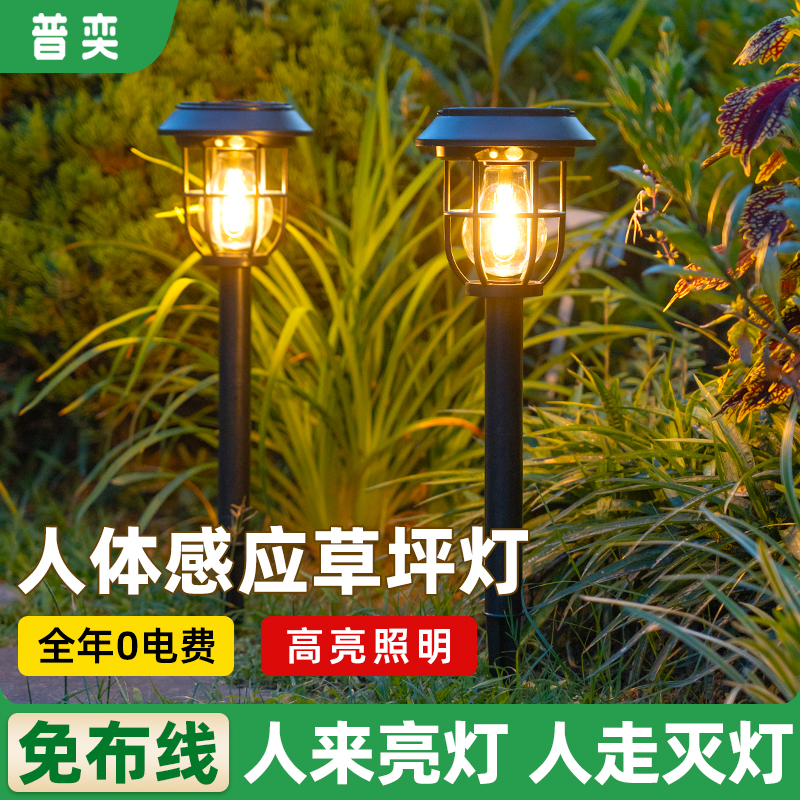 普奕太阳能户外灯庭院花园氛围装饰草坪灯室外人体感应照明路灯