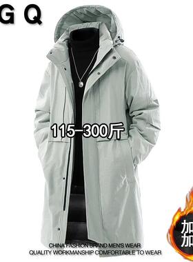 VGQ男士中长款防风连帽棉袄子冬季加肥加大保暖棉衣加厚百搭外套