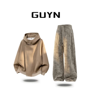 品牌正品现货】GUYN潮牌男装痞帅高级感秋季套装青年时尚休闲卫衣