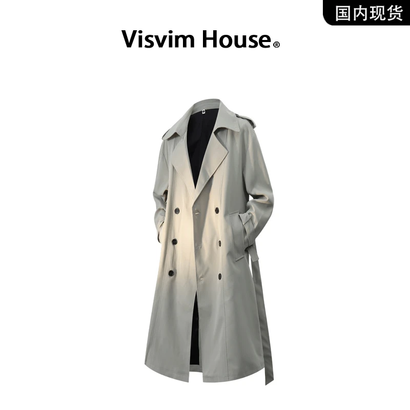 【品牌现货撤柜】VISVIM HOUSE秋季新款休闲中长款双排扣风衣外套