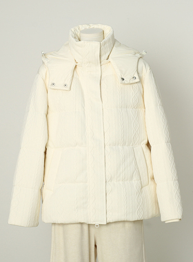 专柜1499【伊NF】韩版简约纯色百搭连帽短款羽绒服 ~25冬新款女装