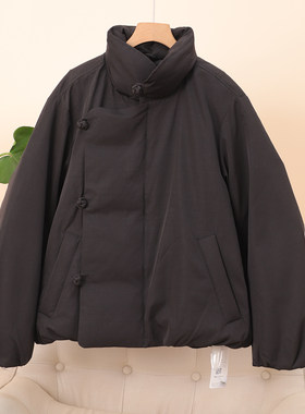 立领斜襟盘扣90鹅绒面包服羽绒服
