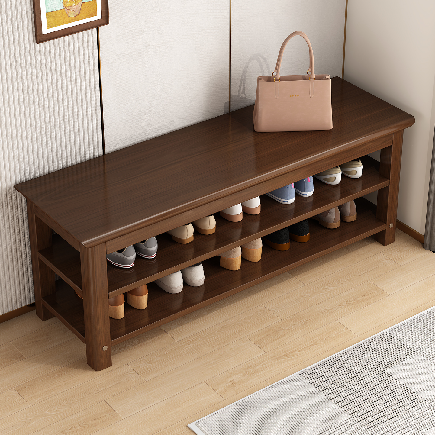 实木换鞋凳家用门口多层收纳可坐