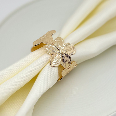 欧美跨境亚马逊梅花朵餐巾环KC金电镀高级感精致小众设计口布圈