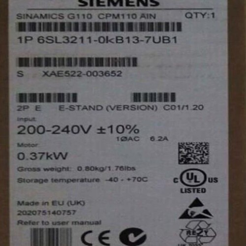 【议价】6SL3211-0KB13-7BB1 G110-CPM110 交流驱动带集成滤波器