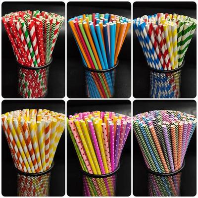 Christmas colored paper straw disposable straw圣诞吸管一次性