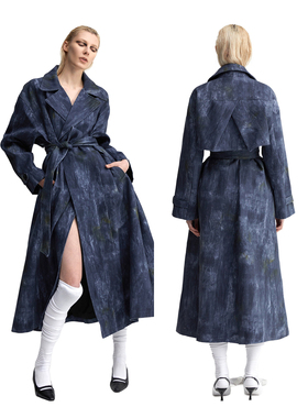 YJ1NGZYZJ 蓝色酸洗牛仔风衣外套