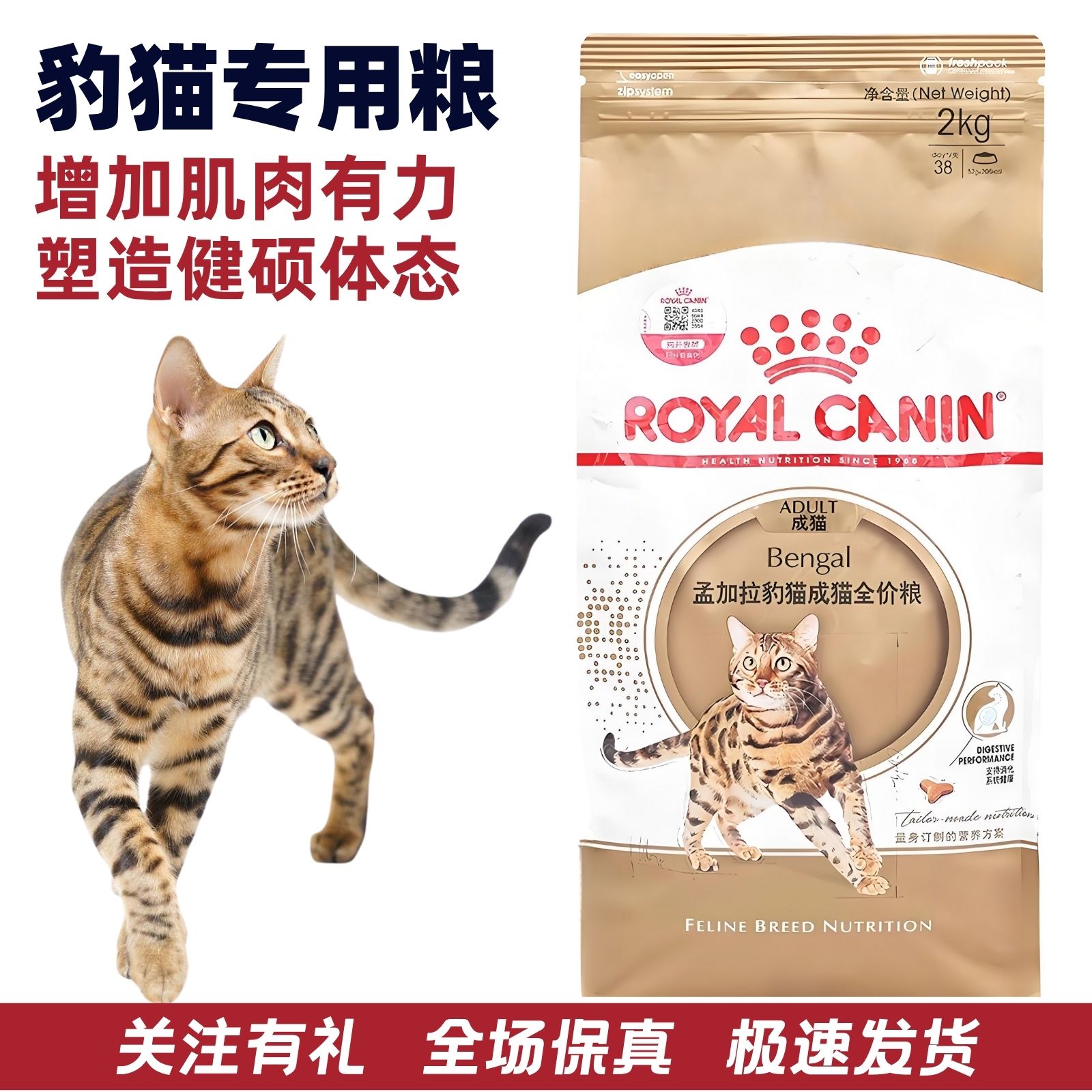 皇家猫粮豹猫专用粮2kg亮毛增肌