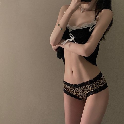 豹纹内裤女冰丝无痕性感蕾丝薄款