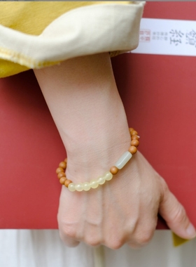 适用供应小叶紫檀木随形凝脂玉单圈木质淡雅男女手串手链手a2247