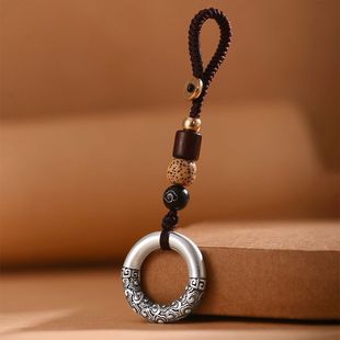 适用泰莉罗泰老银匠足银祥云纯银平安扣男士 汽车钥匙扣女饰a1959