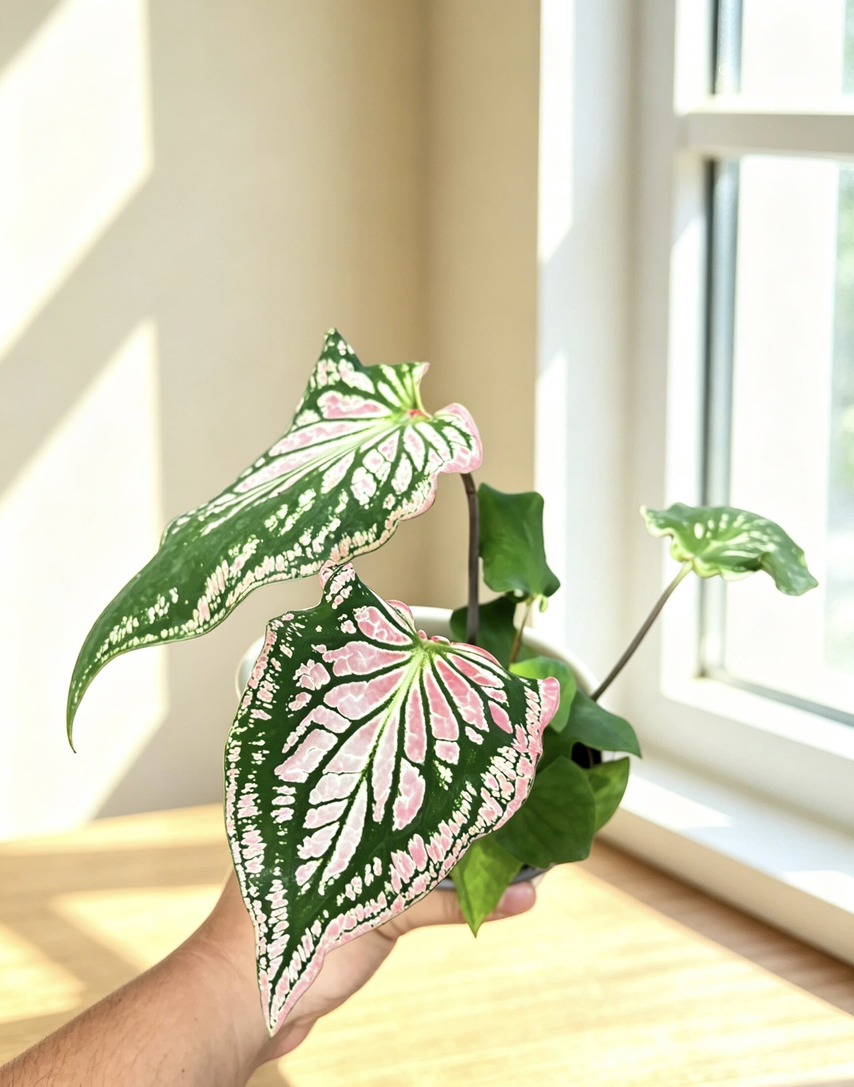 彩叶芋网红叶粉色观叶植物草莓飞溅绿植室内好养净化花卉盆栽
