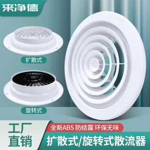 塑料ABS圆形散流器旋转式扩散式新风口通风排风口中央空调出风口