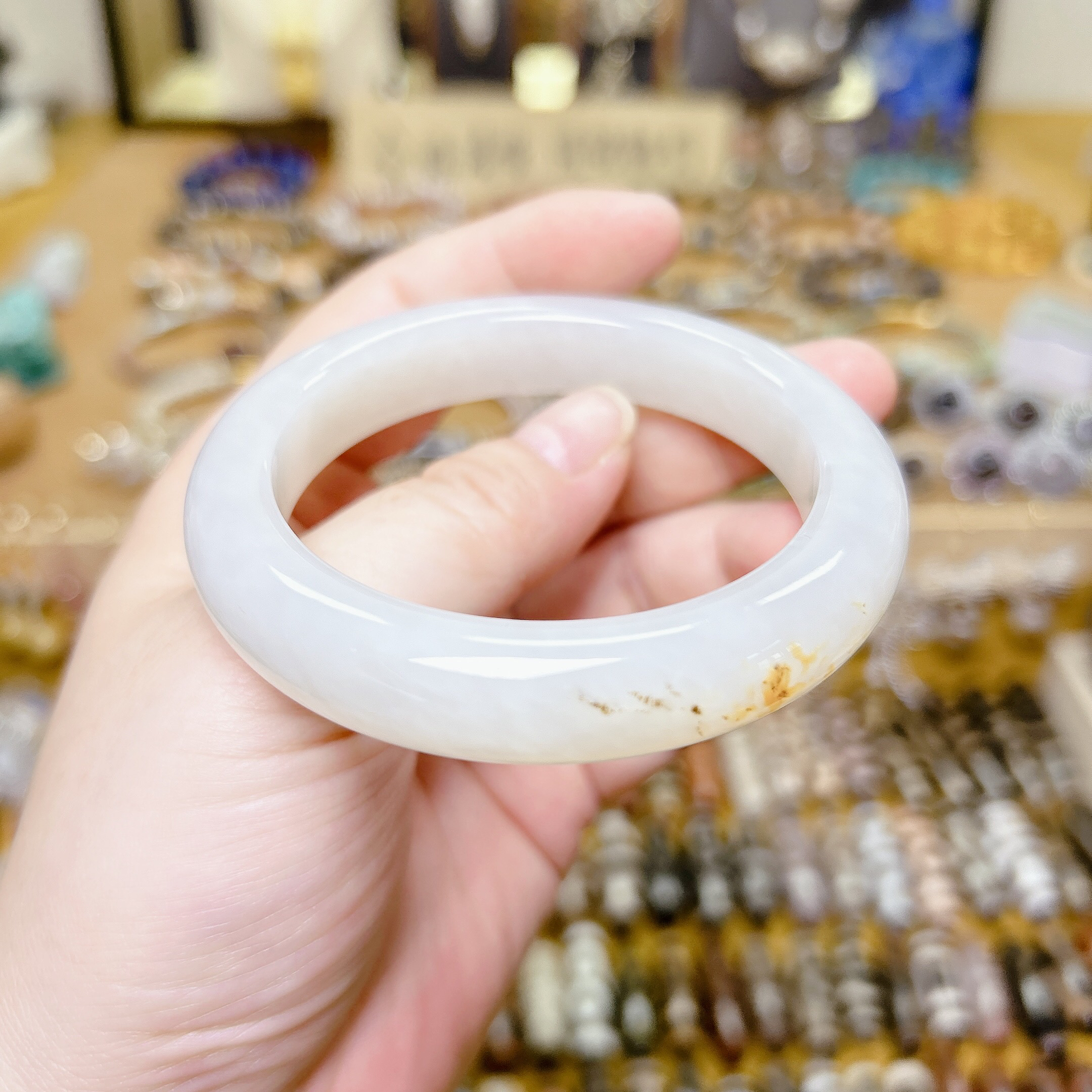 和田玉手镯圈口57.5宽度12.5厚度10