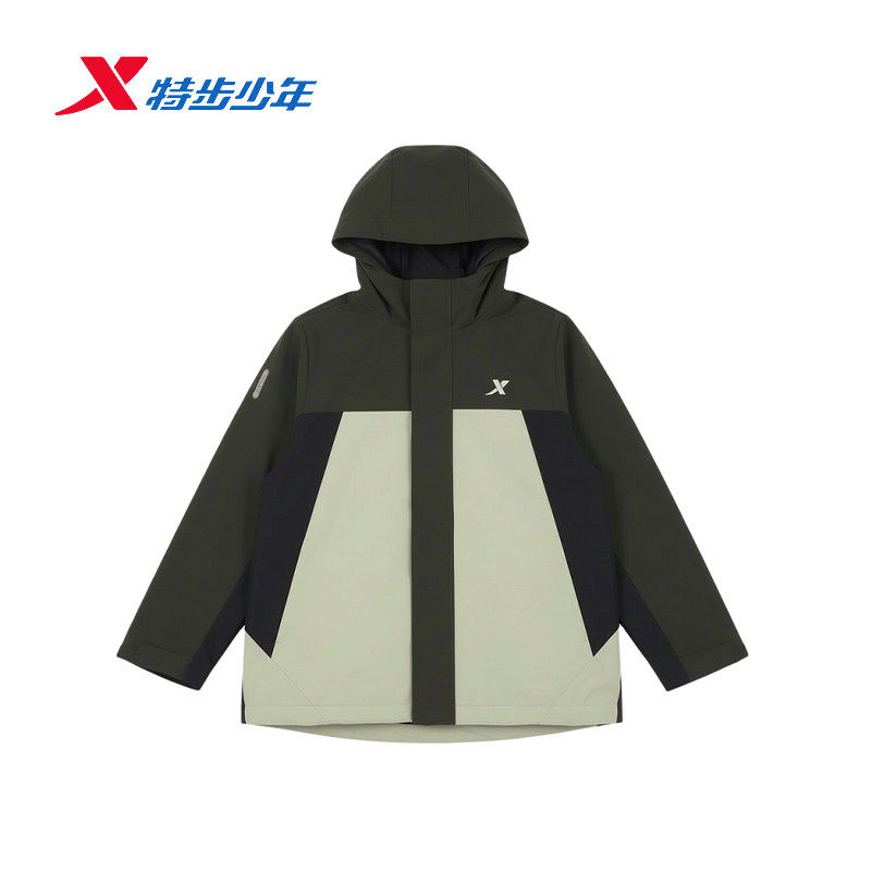 特步童装三合一冲锋衣男大童2026春季款保暖防风外套6741251C4107