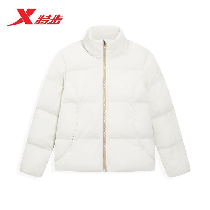 特步三防羽绒服女2025冬季新款亲肤保暖微宽松上衣975428190033