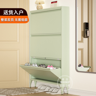 新款超薄12cm站脚鞋柜钢制洞洞板一体家用门口入户玄关极窄鞋架