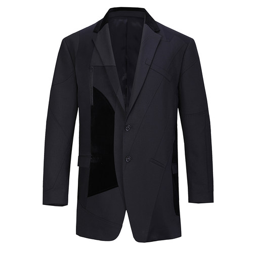 ANDREW MACKENZIE意大利男装2023秋新款平驳领正装西装拼接西服男