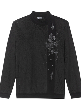 ANDREW MACKENZIE男士休闲舒适印花百搭针织衫长袖T恤 黑色