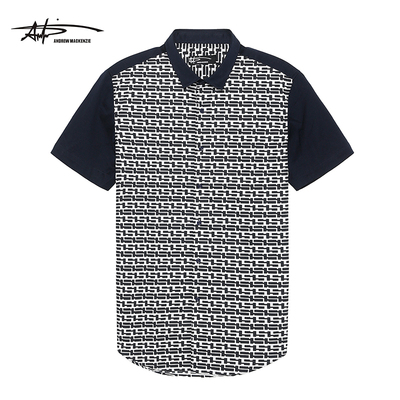 ANDREW MACKENZIE意大利男装春夏时尚潮流男士短袖衬衫