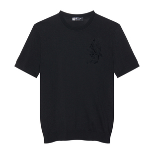 T恤日常简约百搭 简约烫钻花卉圆领短袖 ANDREW MACKENZIE夏季