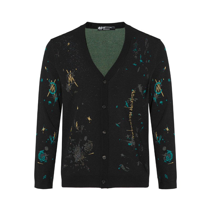 ANDREW MACKENZIE男士 春夏款休闲舒适V领长袖毛开衫外套上衣