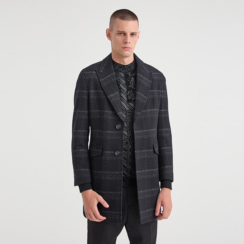 ANDREW MACKENZIE男士 秋冬款商务休闲保暖中长款大衣外套上衣