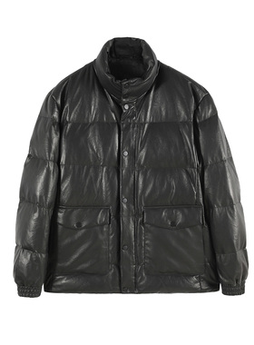 ANDREW MACKENZIE男士 秋冬款舒适羊皮革皮衣鸭绒厚款羽绒服外套