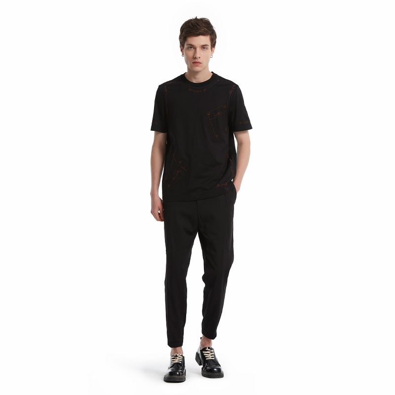 ANDREW MACKENZIE意大利男装  时尚撞色提花 男士T恤551232223114