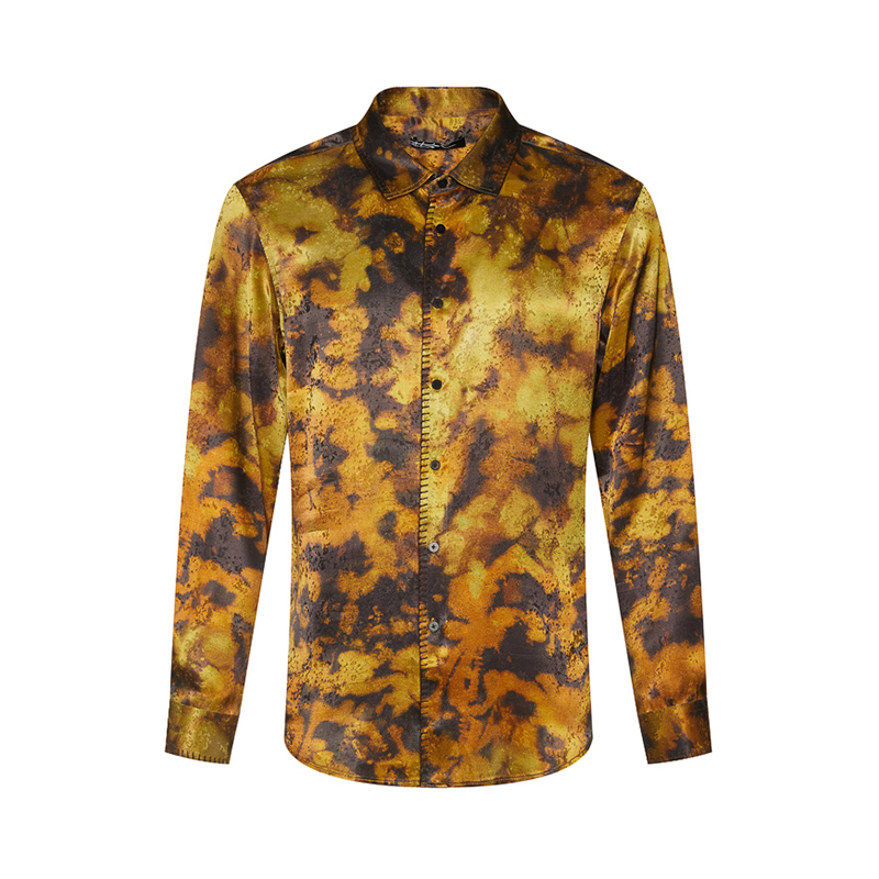 时尚潮流精致花纹长袖衬衫