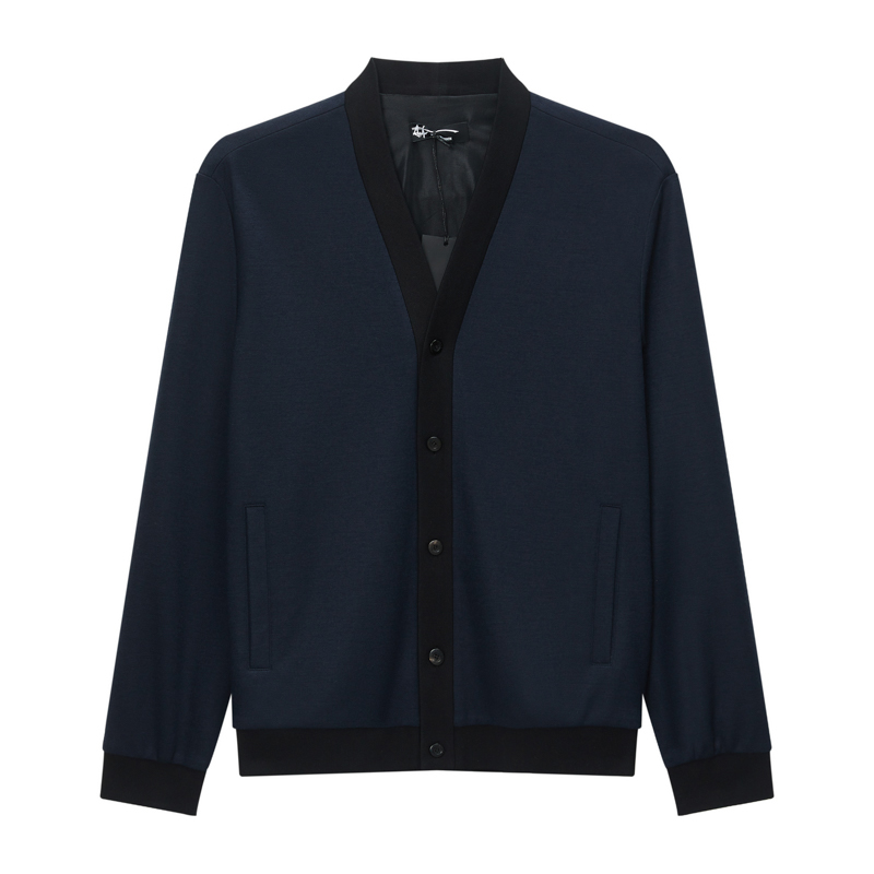 ANDREW MACKENZIE男士秋冬休闲舒适绵羊毛厚款V领针织开衫外套