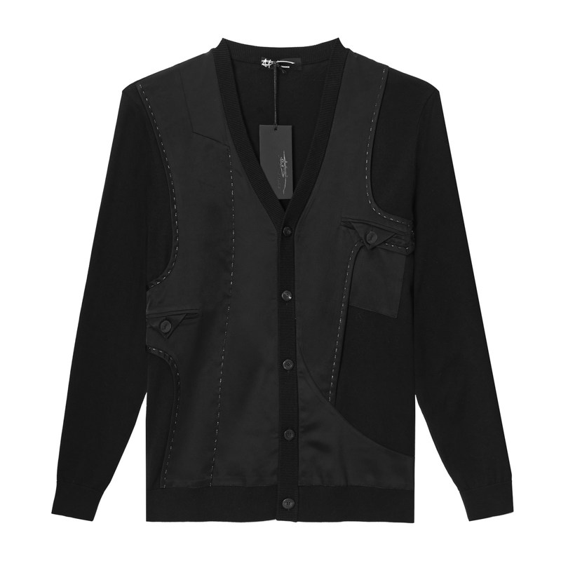 AMK桑蚕丝拼接感针织开衫