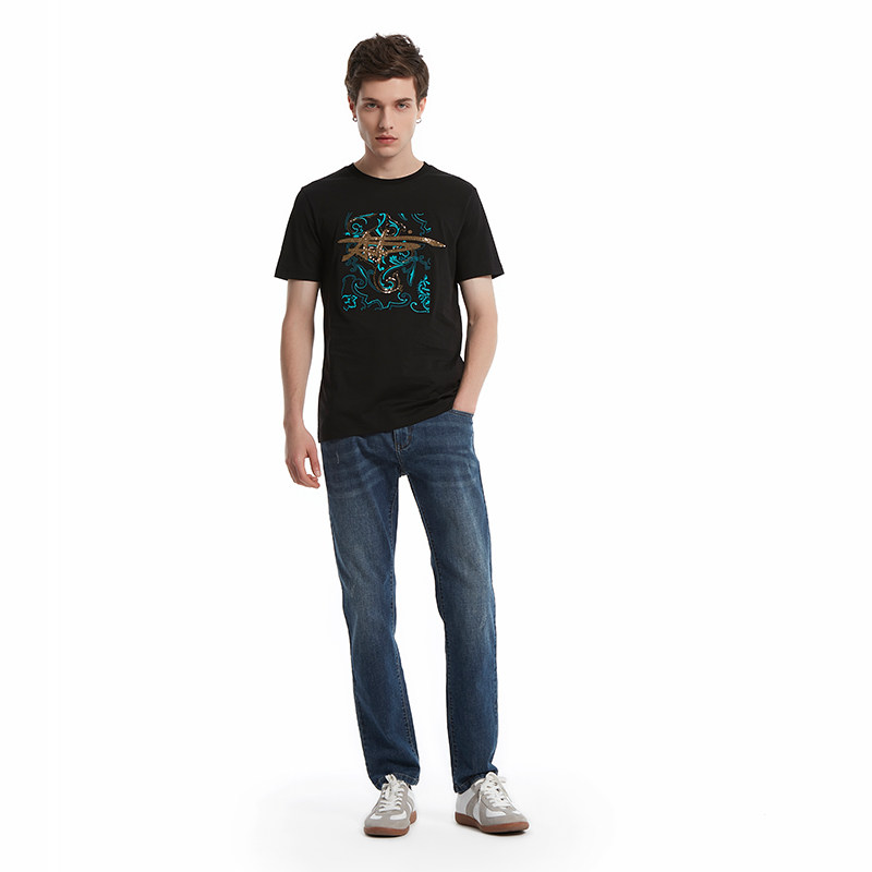 ANDREW MACKENZIE意大利男装 时尚珠绣提花 男士T恤55T123225137