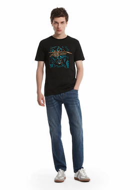 ANDREW MACKENZIE意大利男装 时尚珠绣提花 男士T恤55T123225137