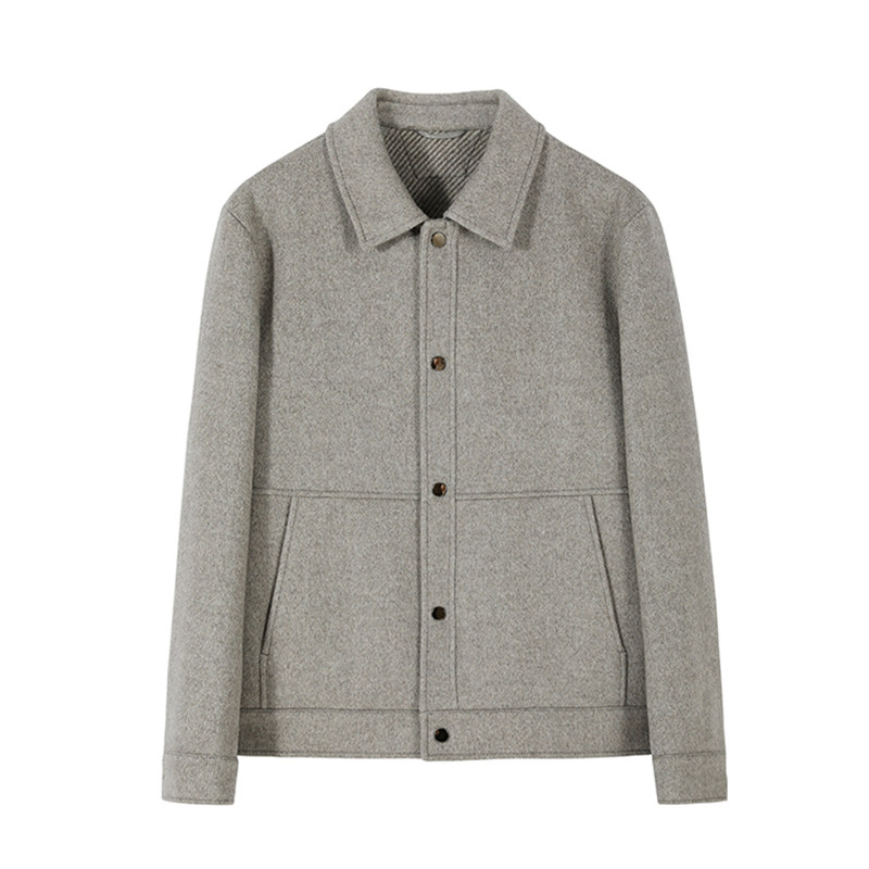 ANDREW MACKENZIE男士秋冬款商务休闲翻领绵羊毛保暖大衣外套上衣