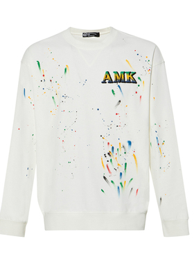 ANDREW MACKENZIE男士 春夏款休闲舒适水彩画圆领纯棉长袖T恤上衣