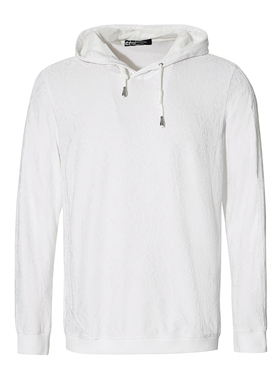 ANDREW MACKENZIE春秋混纺提花不规则拼接长袖T恤连帽卫衣