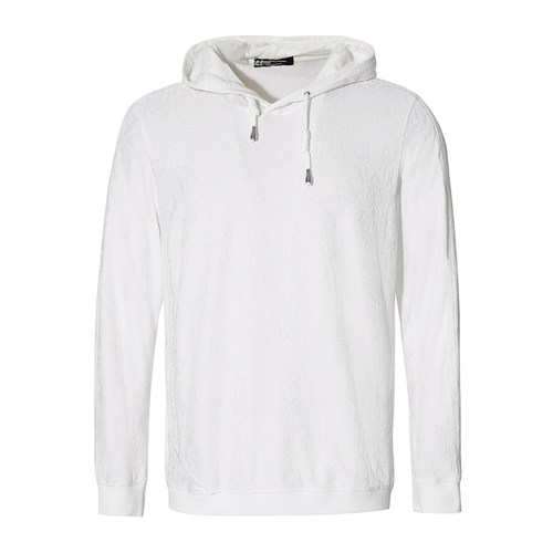 AMK桑蚕丝提花连帽长袖T恤