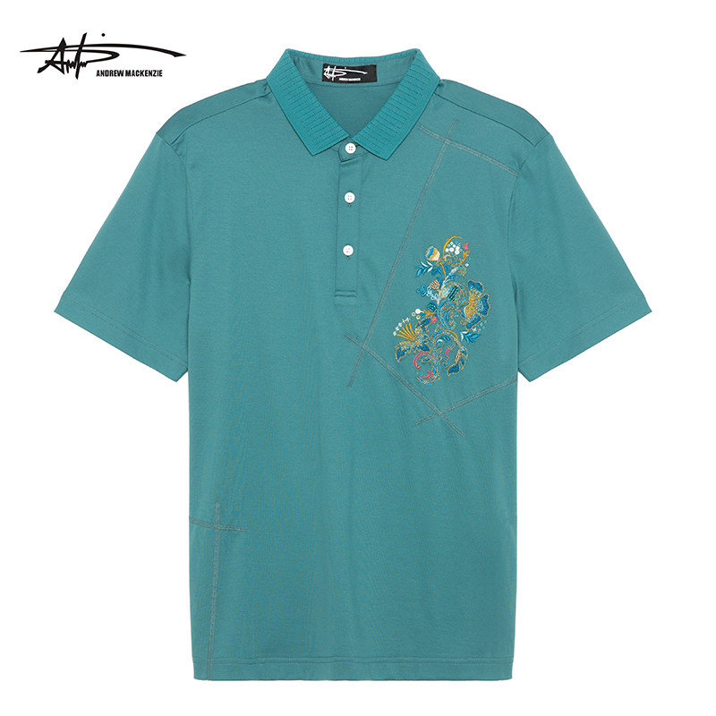 ANDREW MACKENZIE意大利男装夏季时尚休闲男士polo领T恤男短袖