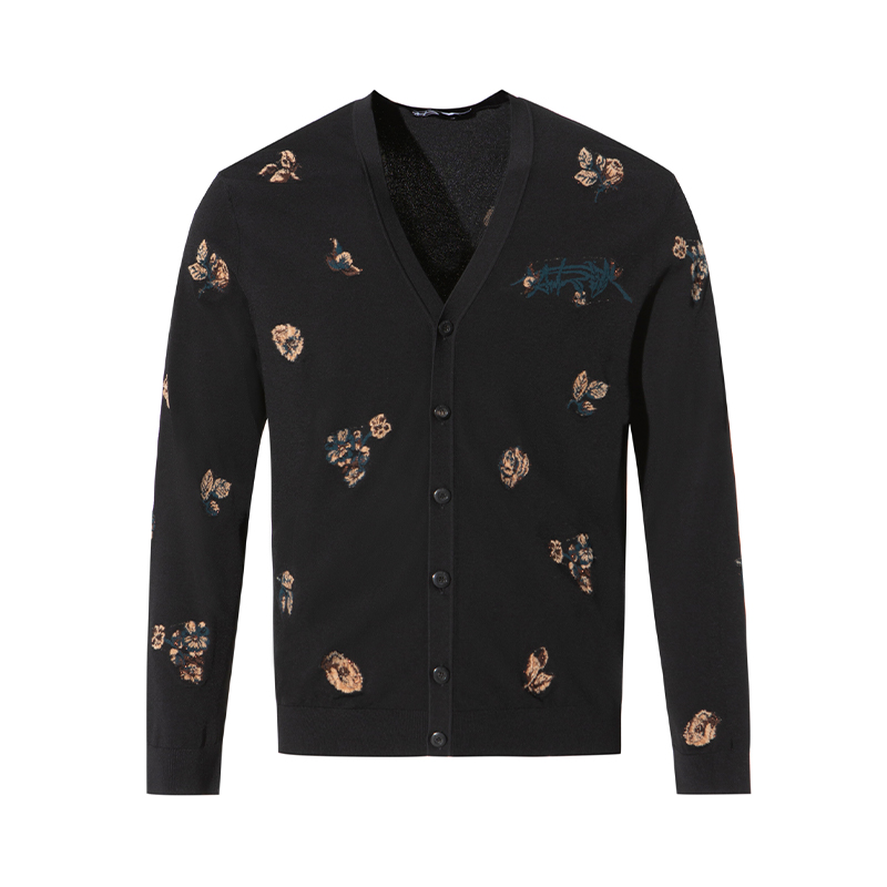 ANDREW MACKENZIE男士 秋冬休闲舒适薄款修身V领针织开衫外套上衣