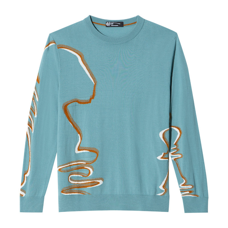 ANDREW MACKENZIE男士休闲舒适绵羊毛圆领长袖套头毛衫内搭上衣