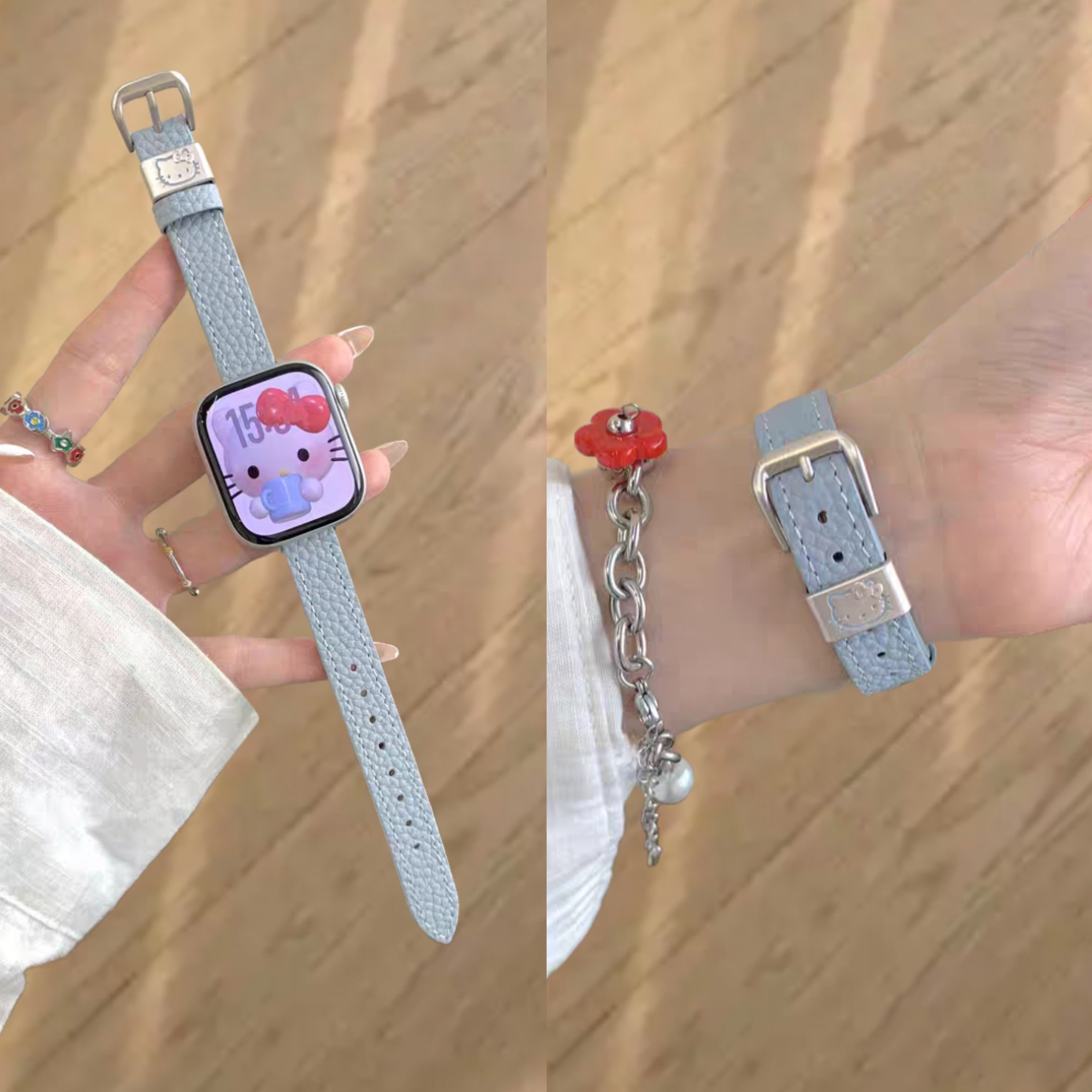 荔枝纹KT猫皮质腕带适用小米手环9pro高级8pro红米watch5手表表带