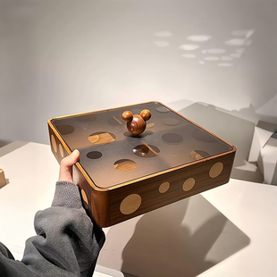 干果盘盒新年波点实木坚果盘九四宫格分格瓜子盘客厅家用轻奢高端