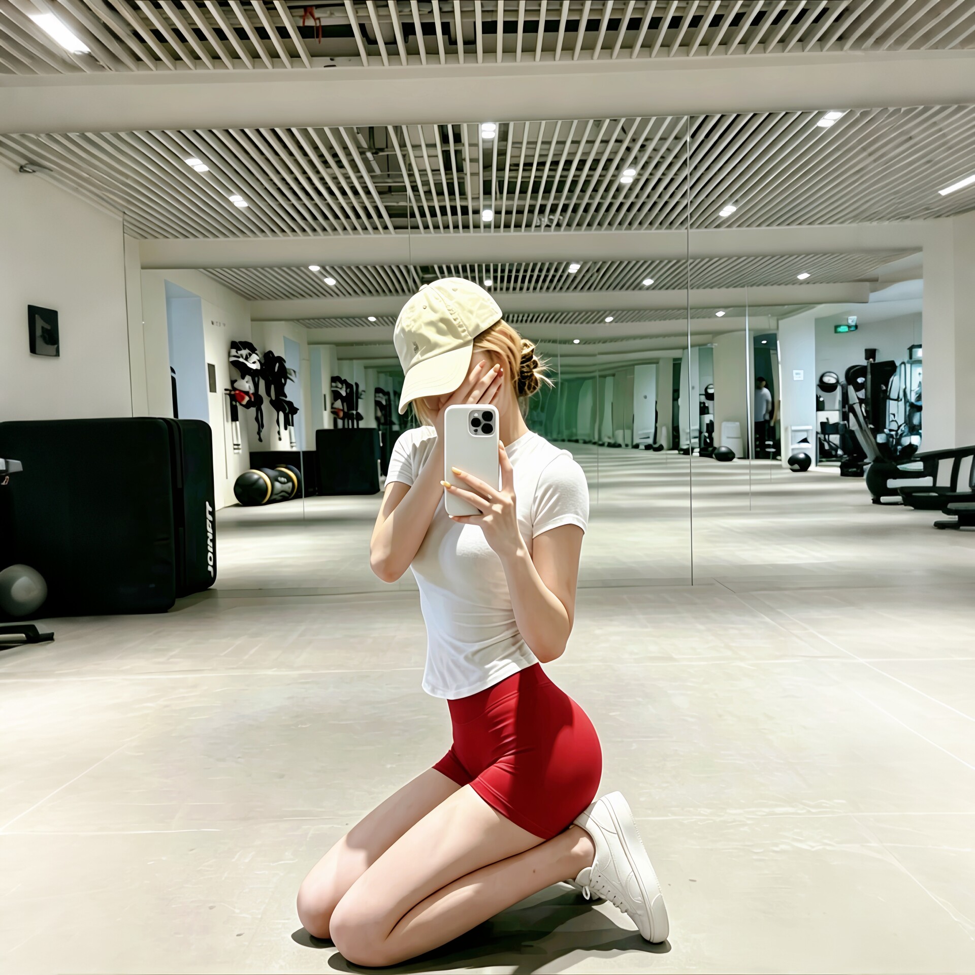 【蜜桃臀女孩~】运动短裤女红色瑜伽裤夏薄款曲线紧身提臀健身裤