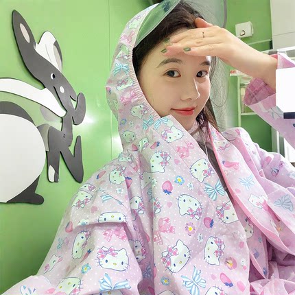 卡通猫咪雨衣长款单人全身防暴雨成人外穿音乐节电动车用雨披便携