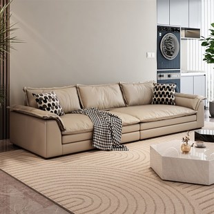 科技布帆船沙发客厅现代大小户型贵妃猫抓布直排家用意式极简沙发