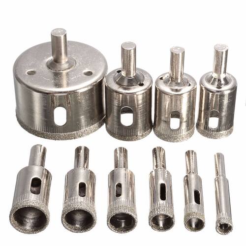 10PC件套开孔器3-50mm 佛珠修圆打磨器金刚石玻璃开孔器钻头