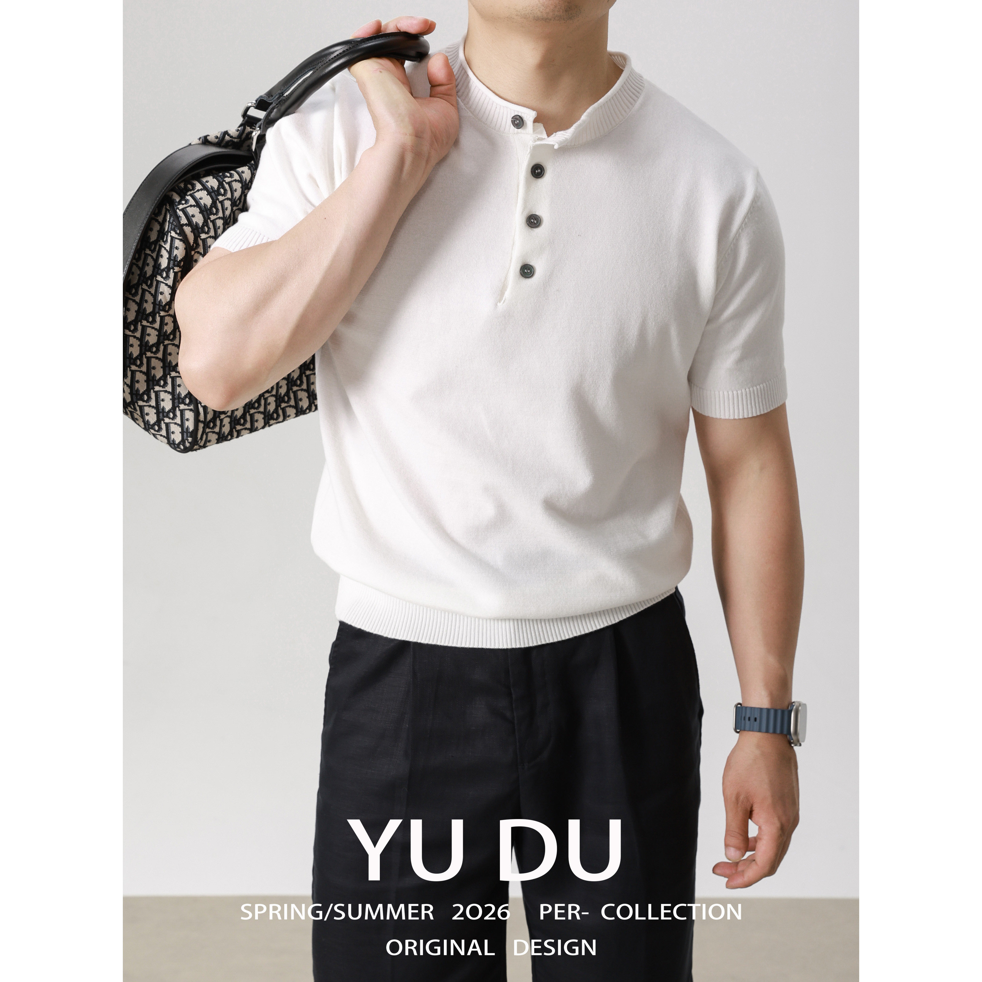 亲肤亨利领针织短袖Polo衫男